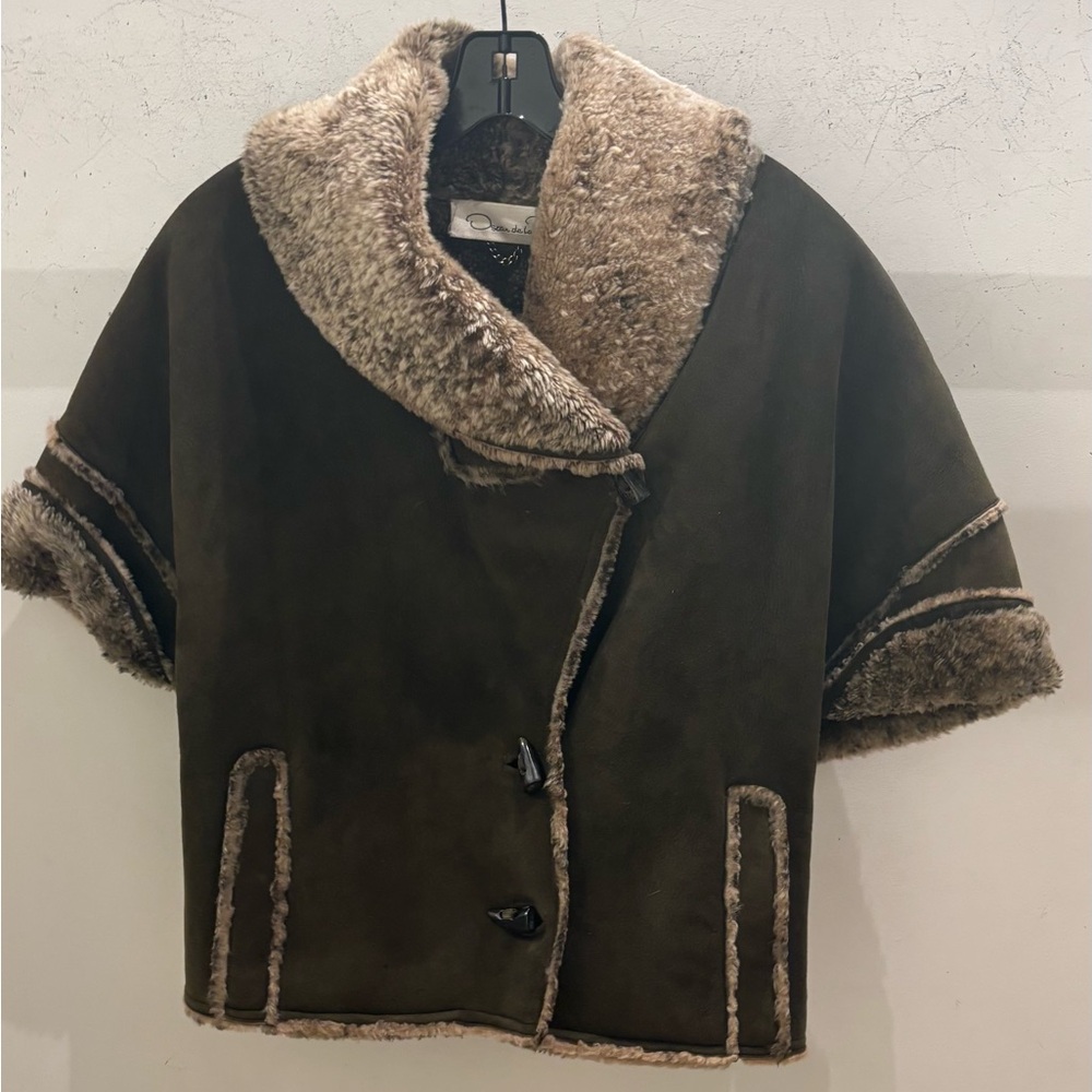 Oscar de la Renta Shearing Dark Brown  jacket reversible.